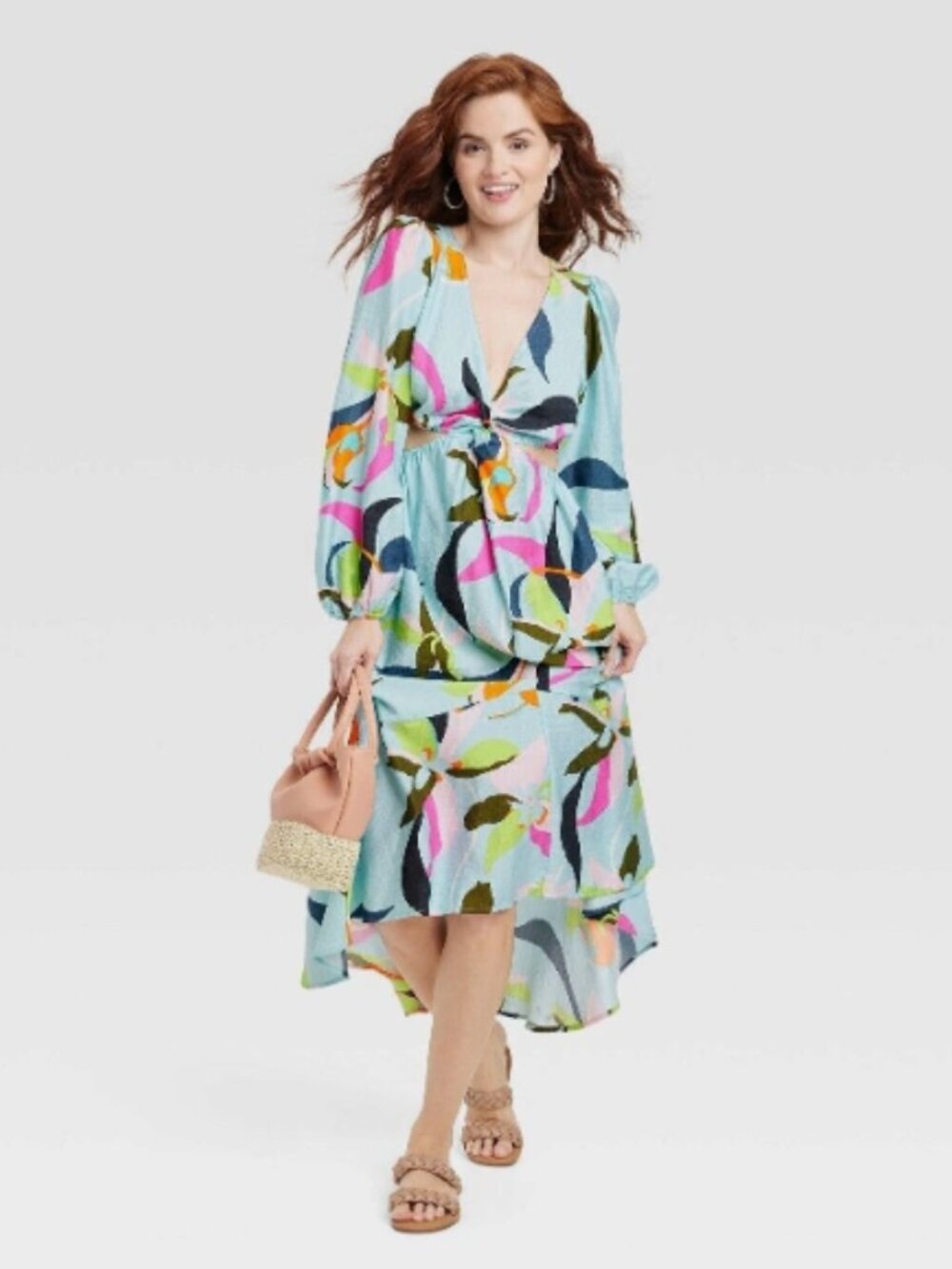 A New Day Women's Long Sleeve Twist Cut Out Dress- M